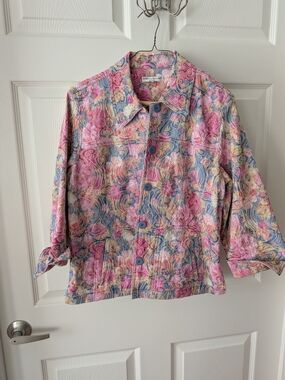 Rebecca Malone Multicolor Floral Denim Jacket